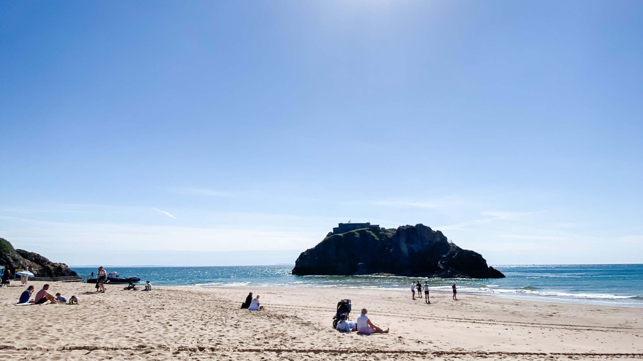 Beach with sea and island in background