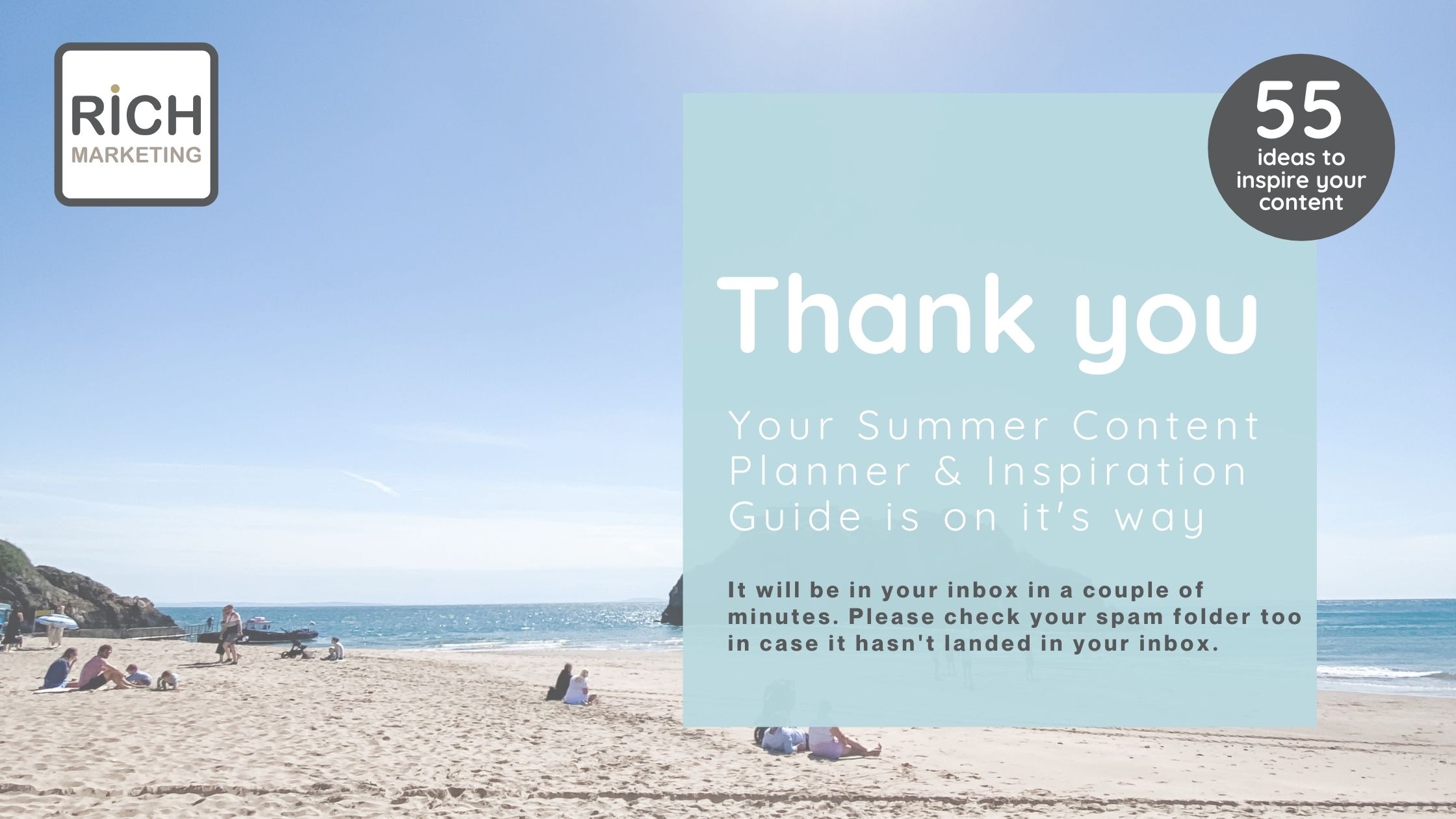 Beach pic with Thank you written over